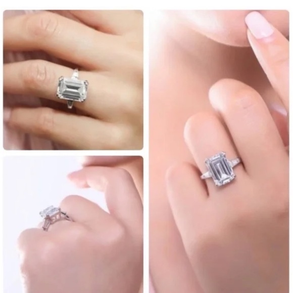 STERLING SILVER EMERALD CUT RING SIZE 7 - Picture 7 of 8